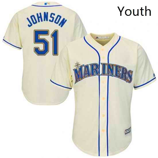 Youth Majestic Seattle Mariners 51 Randy Johnson Replica Cream Alternate Cool Base MLB Jersey